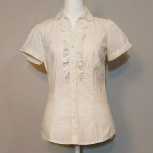 Ruffle Front Button Blouse by B.Moss